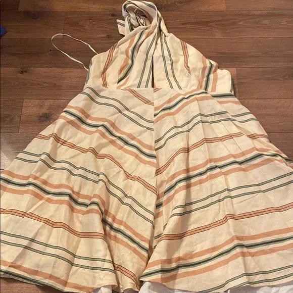 ZARA linen blend halter summer dress. Large - Picture 5 of 8